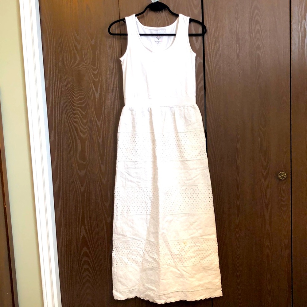 ISAAC MIZRAHI LIVE - White XXS Maxi Summer Prairie Eyelet Lined Skirt #096